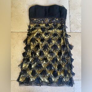 Sue Wong Nocturne black & gold beaded cocktail mini dress | Gatsby | size 4